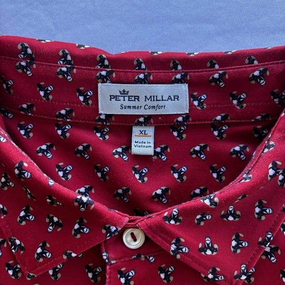 Peter Millar XL Ryder Cup 2020 Whistling Straits Polo Red Cow Print Golf Shirt - Picture 3 of 9